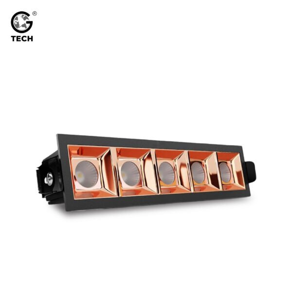 5 Way LED Linear Light | High Output, Black Body, Gold Reflector