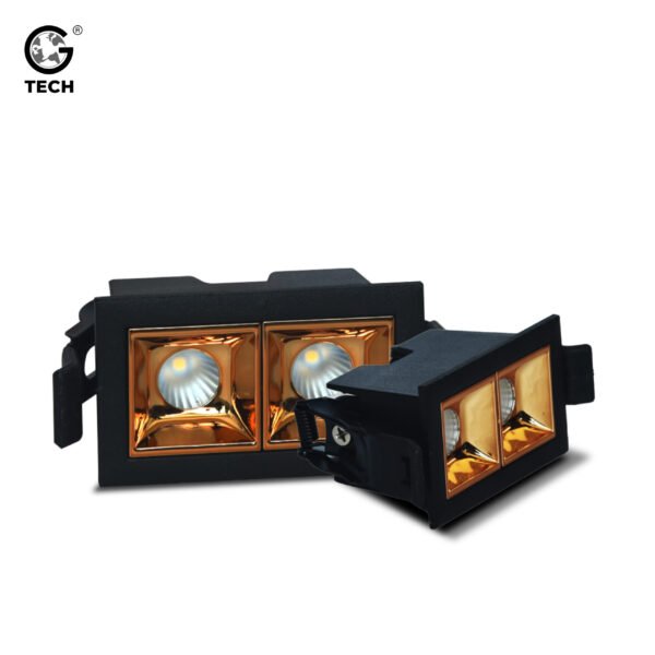 2 Way LED Linear Light | Premium Double Beam, Black Body, Gold Reflector