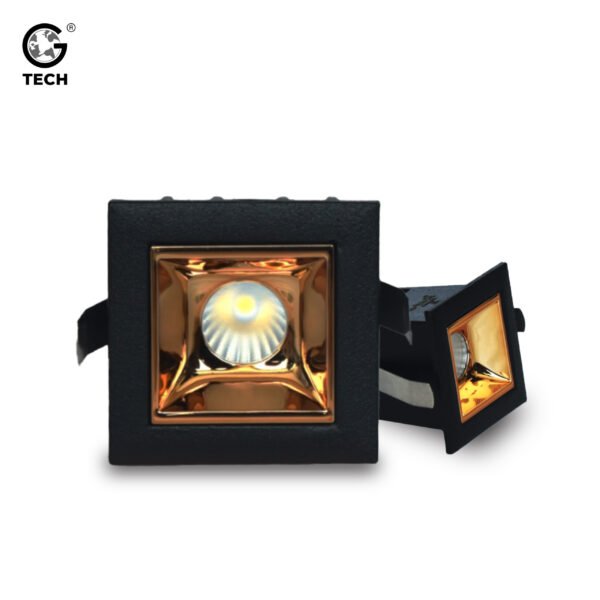 1 Way LED Linear Light | Single Beam, Black Body, Gold Reflector